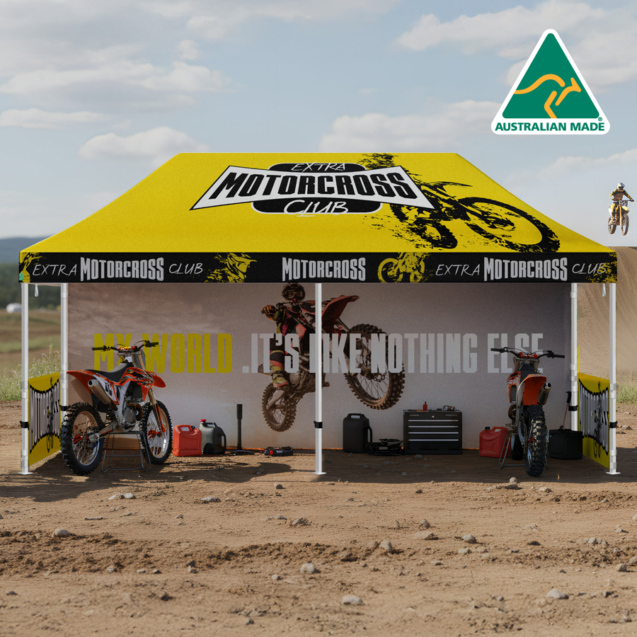 Aluminium Pop Up 6m x 3m Gazebo with 1 Half Back Wall and 2 Half Side Walls