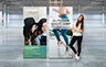 Frameless Pull Up Banners - 850mm W x 2000mm H - Silver and Black Bases