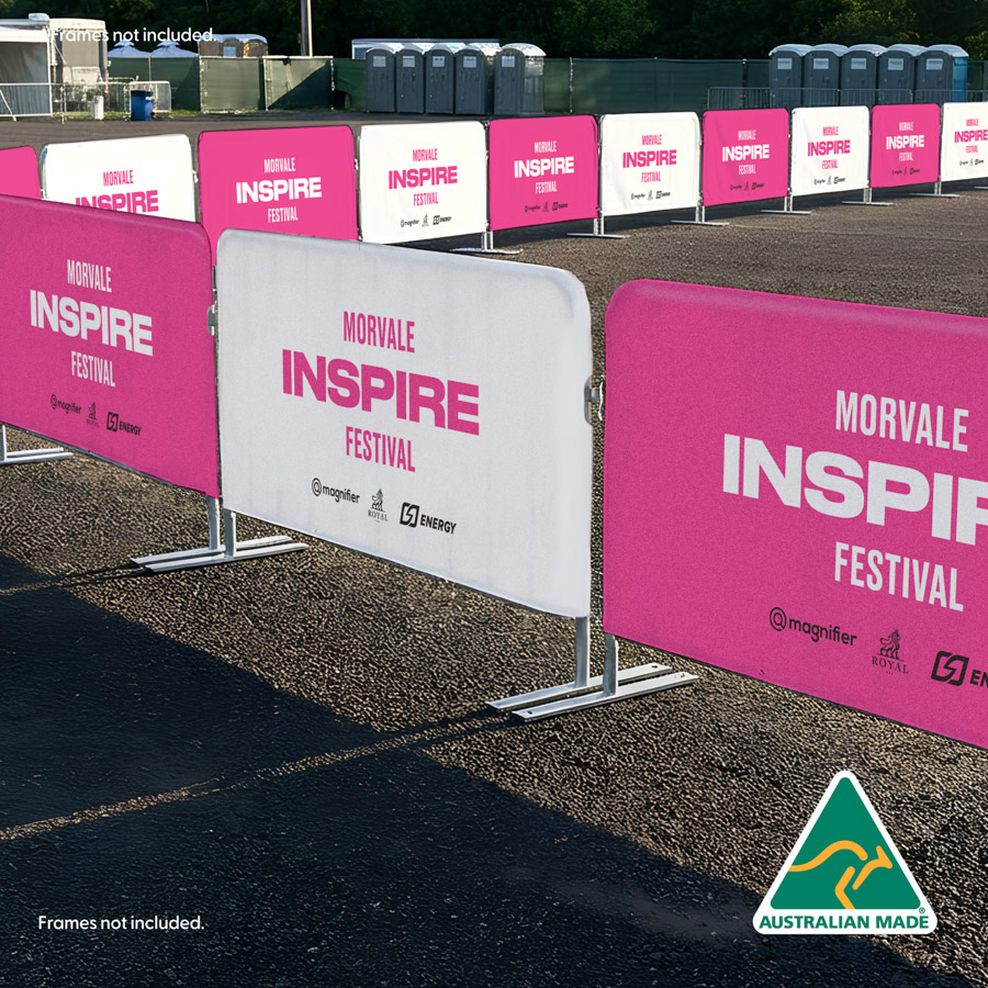 Cover for your existing Interlocking Crowd Control Barrier or Temporary Fencing Frame