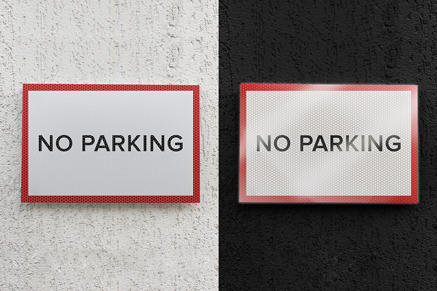 Premium Prismatic White Reflective Material On Parking Signs