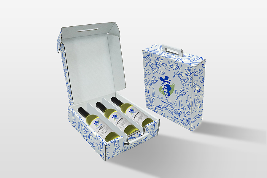 Clay 3 Bottle Wine Mailer Box with Handle