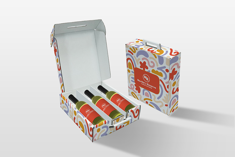 Clay 3 Bottle Wine Mailer Box with Handle